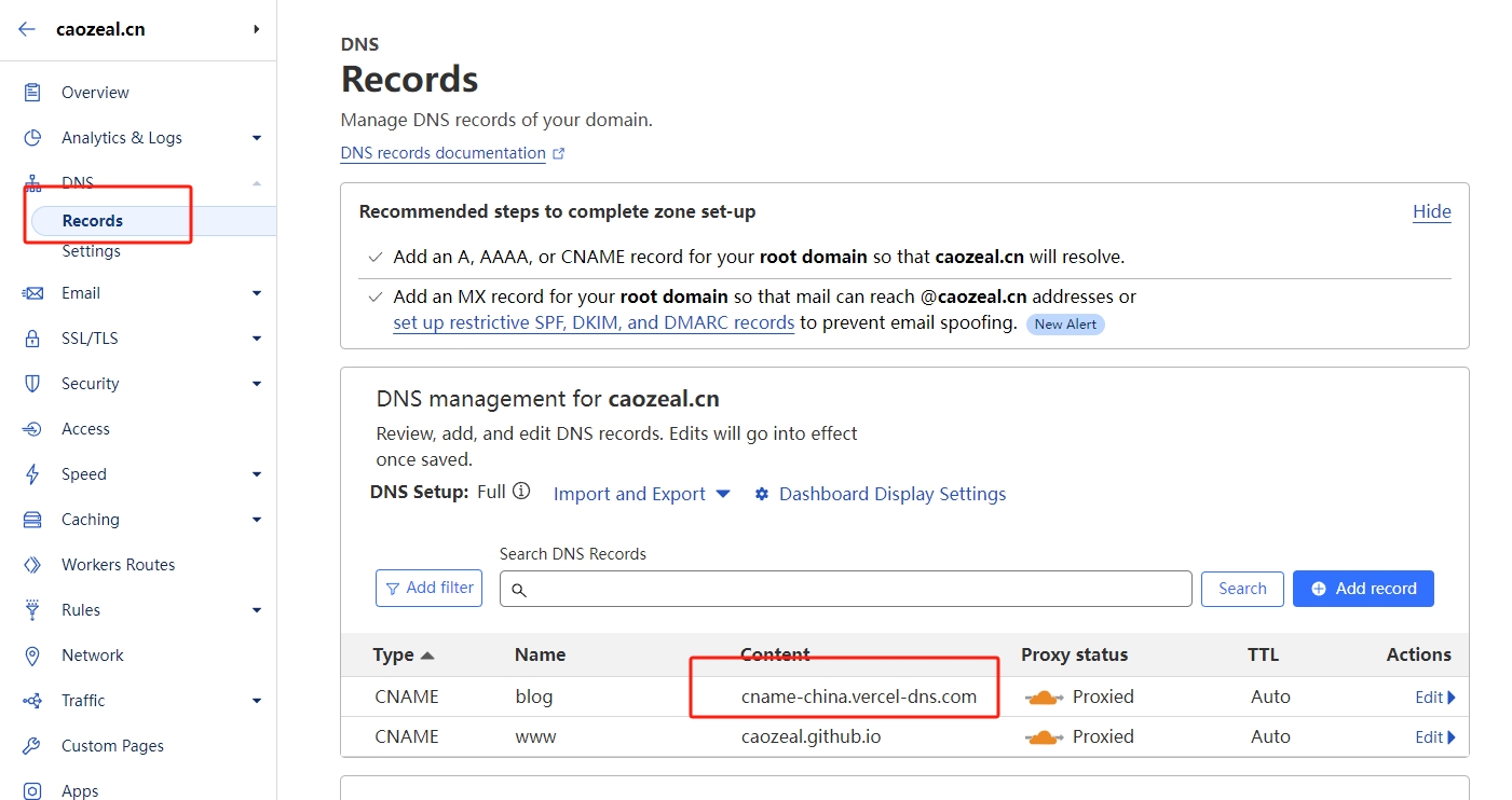 cloudflare cname设置