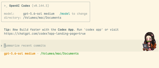 CLI 会话界面：model、目录与右侧宠物